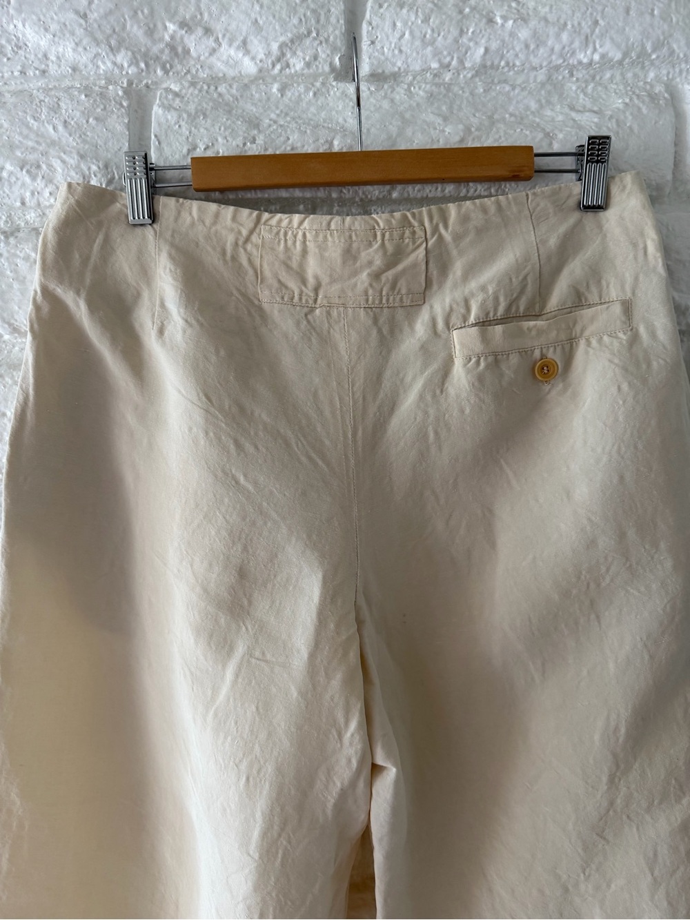 Neutral Linen-Blend Wide Leg Pants — Women Sz L P-15 - Picture 6 of 6